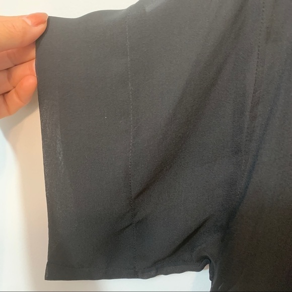 BCBGMaxAzria Black Breezy Kaftan Sheer Short sleeve Crewneck Boxy Shirt Top XXS - Picture 4 of 9